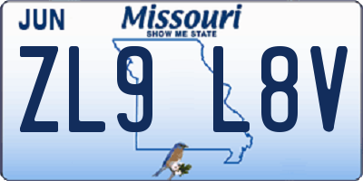 MO license plate ZL9L8V