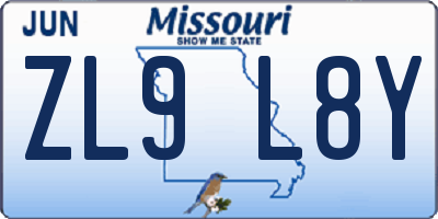 MO license plate ZL9L8Y