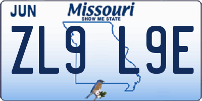 MO license plate ZL9L9E