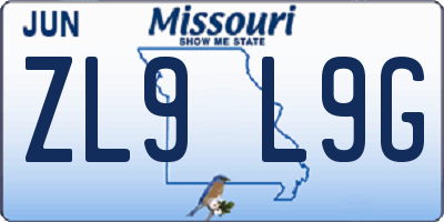MO license plate ZL9L9G