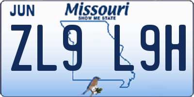 MO license plate ZL9L9H