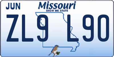 MO license plate ZL9L9O