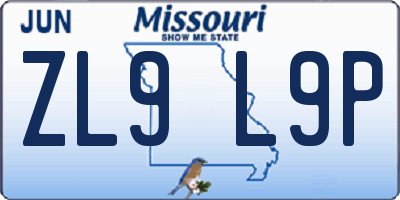 MO license plate ZL9L9P