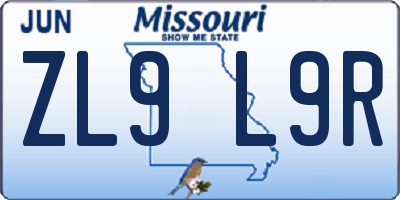 MO license plate ZL9L9R