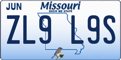 MO license plate ZL9L9S