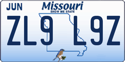 MO license plate ZL9L9Z