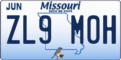 MO license plate ZL9M0H