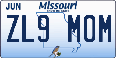 MO license plate ZL9M0M