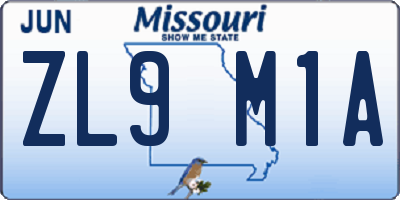 MO license plate ZL9M1A
