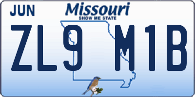 MO license plate ZL9M1B