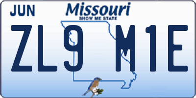 MO license plate ZL9M1E