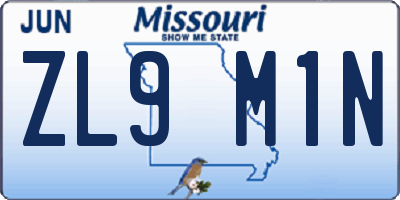 MO license plate ZL9M1N