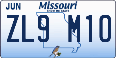 MO license plate ZL9M1O