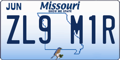 MO license plate ZL9M1R
