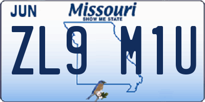 MO license plate ZL9M1U