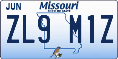 MO license plate ZL9M1Z