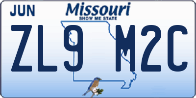 MO license plate ZL9M2C