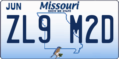 MO license plate ZL9M2D