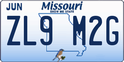 MO license plate ZL9M2G