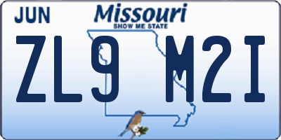 MO license plate ZL9M2I