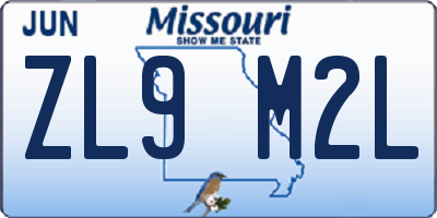 MO license plate ZL9M2L