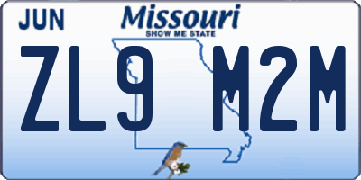 MO license plate ZL9M2M