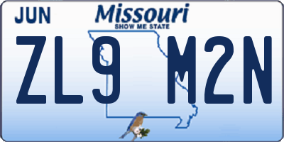 MO license plate ZL9M2N