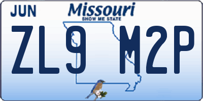 MO license plate ZL9M2P