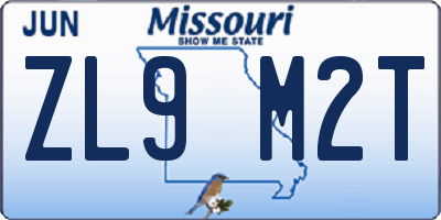 MO license plate ZL9M2T