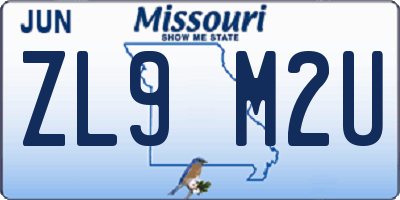 MO license plate ZL9M2U