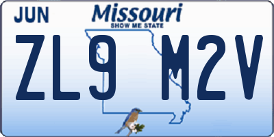 MO license plate ZL9M2V