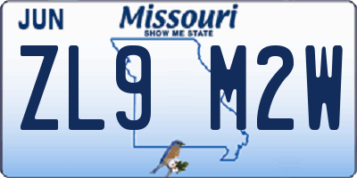 MO license plate ZL9M2W