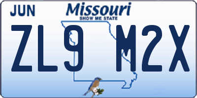 MO license plate ZL9M2X