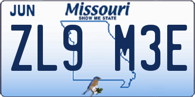 MO license plate ZL9M3E
