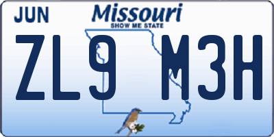 MO license plate ZL9M3H