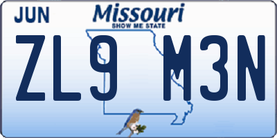 MO license plate ZL9M3N