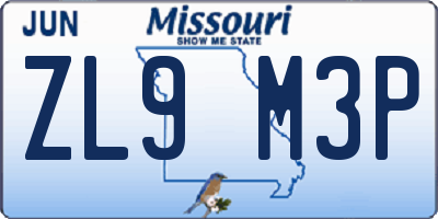 MO license plate ZL9M3P
