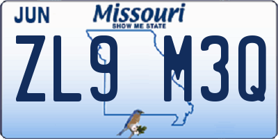 MO license plate ZL9M3Q