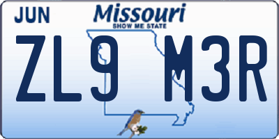 MO license plate ZL9M3R