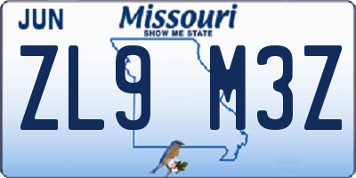 MO license plate ZL9M3Z