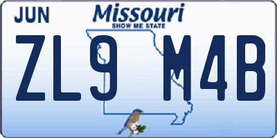 MO license plate ZL9M4B