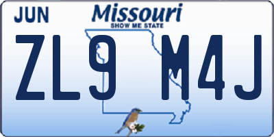 MO license plate ZL9M4J