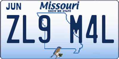 MO license plate ZL9M4L