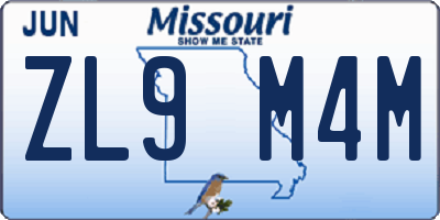 MO license plate ZL9M4M