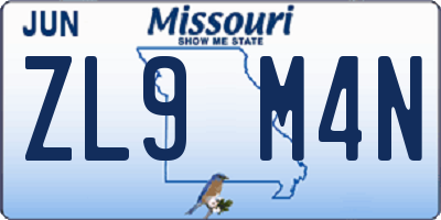 MO license plate ZL9M4N