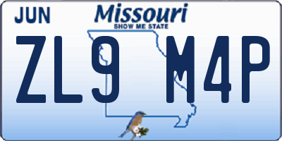 MO license plate ZL9M4P