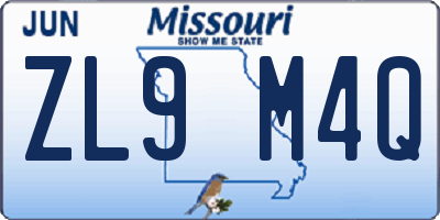 MO license plate ZL9M4Q