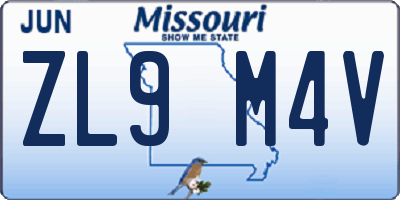 MO license plate ZL9M4V