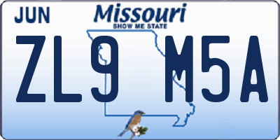 MO license plate ZL9M5A
