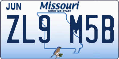 MO license plate ZL9M5B